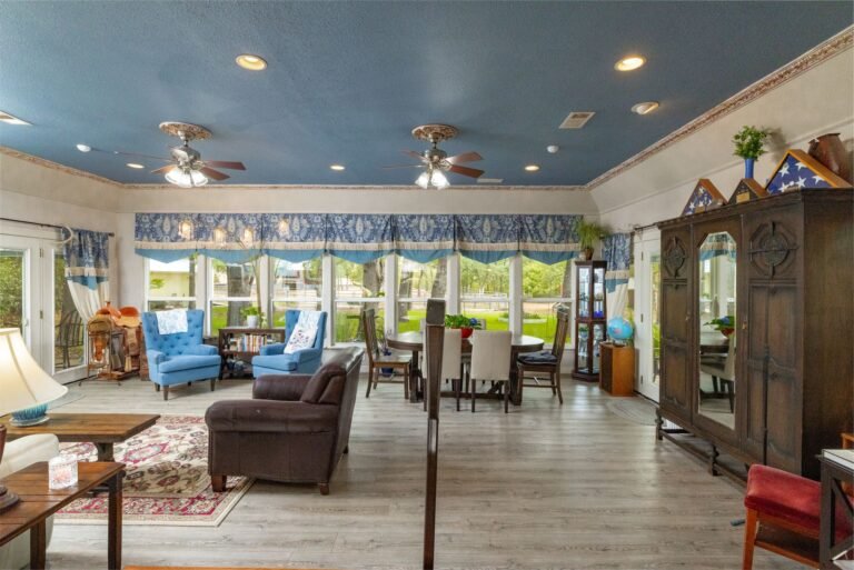 Family room with a wall of windows at 1311 Mount Gilead Rd, Keller TX