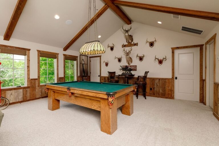Upstairs game room with vaulted beamed ceiling at 1331 Bancroft Road, Keller TX